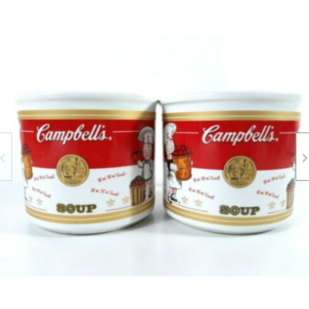 Campbell's Soup Mugs Houston Harvest 2001 Ceramic Collectible - Set of 2 - 3.25"